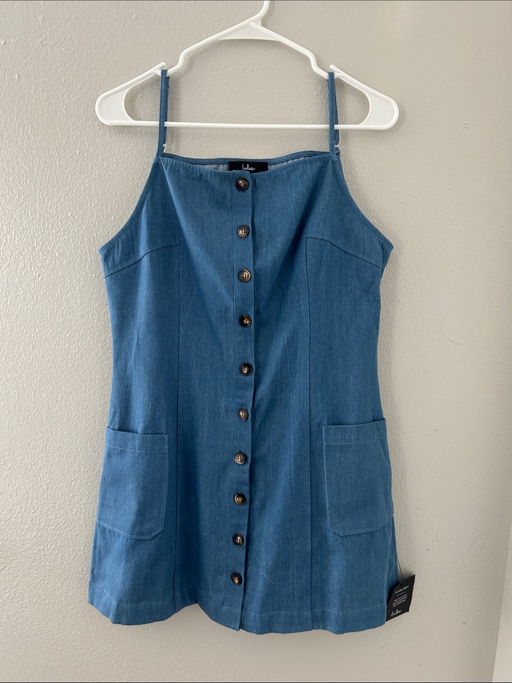 Lulu's Blue Button-Front Denim Mini Dress